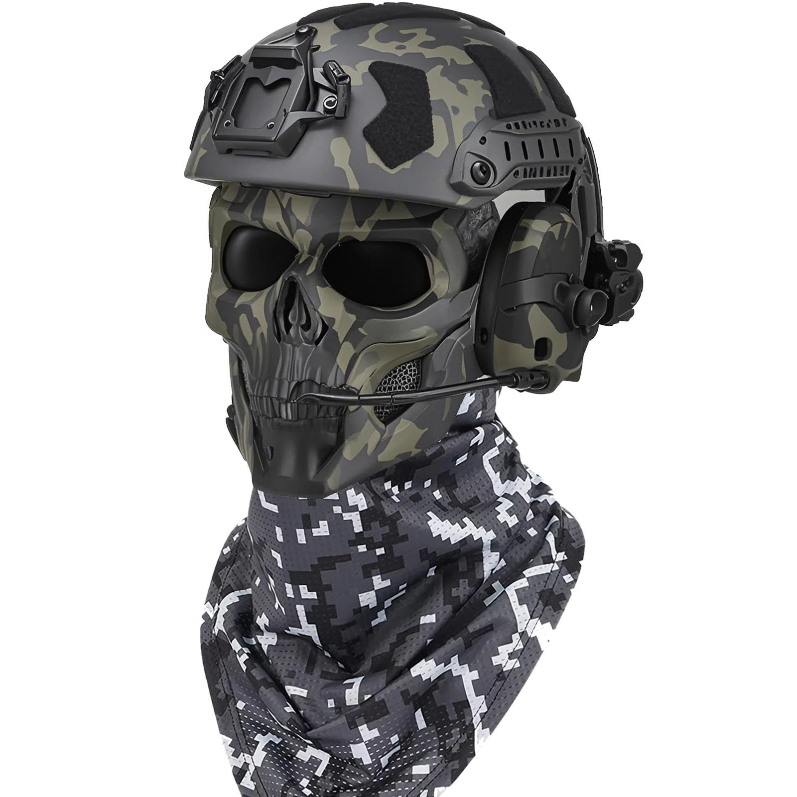 ZFFOZZ Stellarnight Tactical Kit, With Helmets Headphones and Masks, For Paintball Cosplay and Various Tactical Activities, Immersive Experience in an Exciting Tactical World!(BK CAMO)