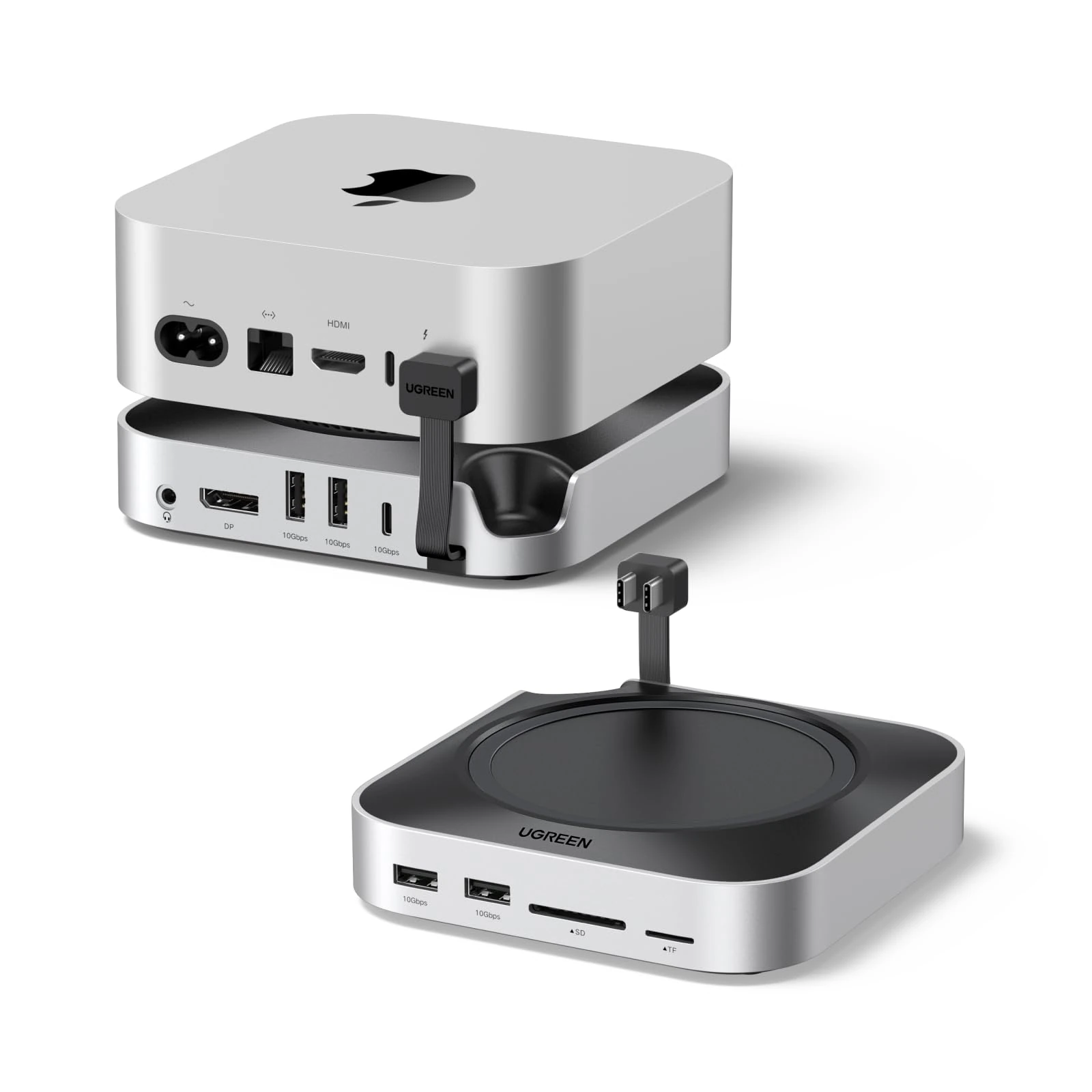 UGREEN Mac Mini M4 Dock with DisplayPort, 8K@120Hz Max Display, Up to 8TB M.2 NVMe Enclosure, 4x USB-A and 1x USB-C Data ports, 170MB/s SD/TF Card Reader, 3.5mm Audio for Mac Mini M4 / M4 Pro