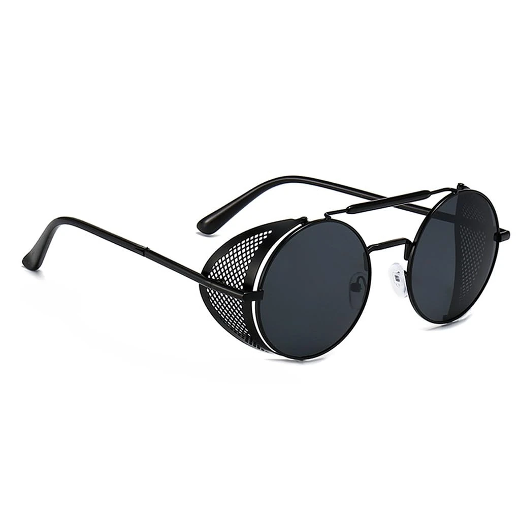 besbomig Steampunk Style Sunglasses for Mens and Womens Round Retro Polarised Sunglasses Vintage Eyewear Polarized UV400 Protection Driving Travelling Sports Goggles