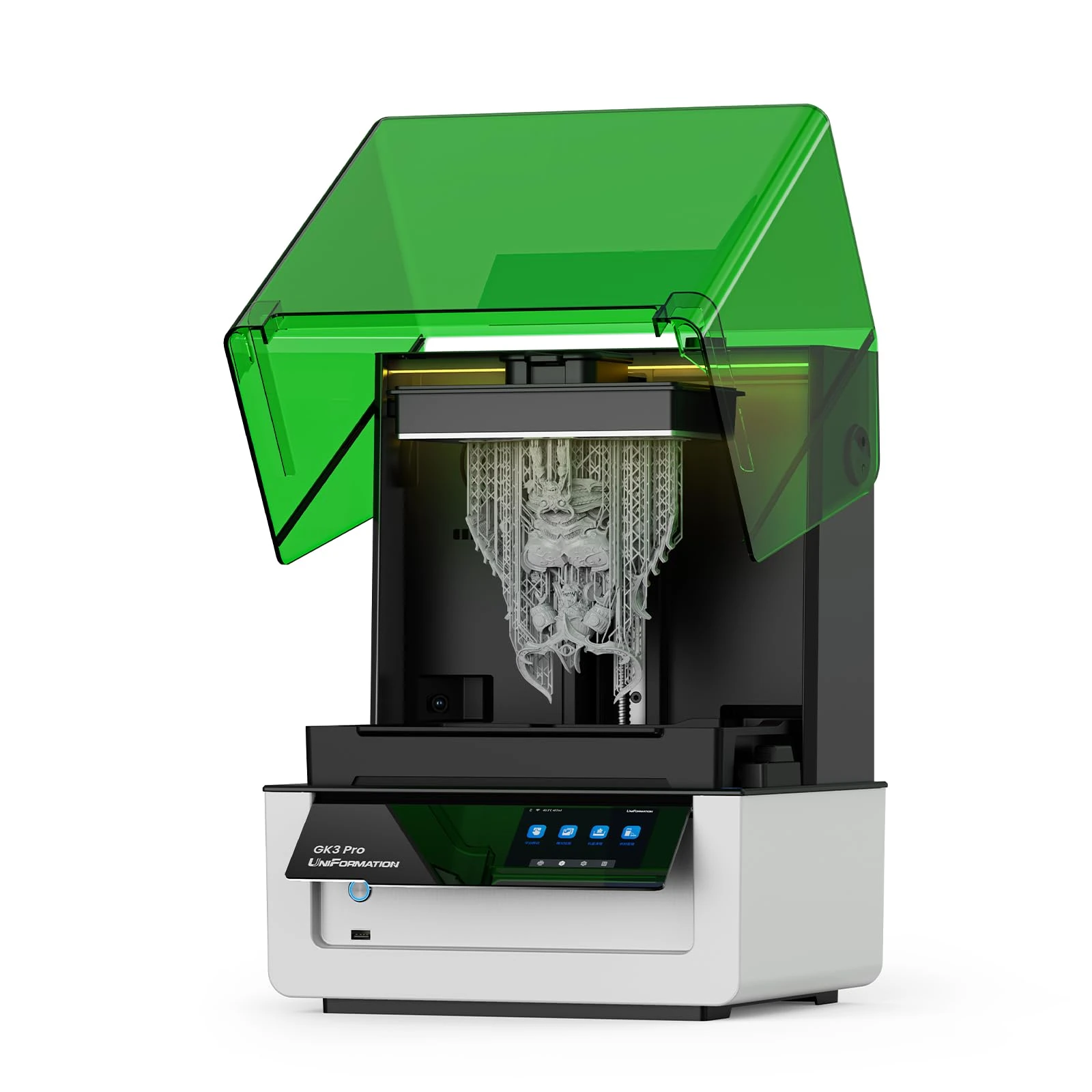 UniFormation GK3 Pro Resin 3D Printer 16K High-Transmittance Screen 3D Resin Printer with 385nm COB Light Source Smart Heating System & Smart Feeding System & APP Control 211x118xH240mm Build Volume