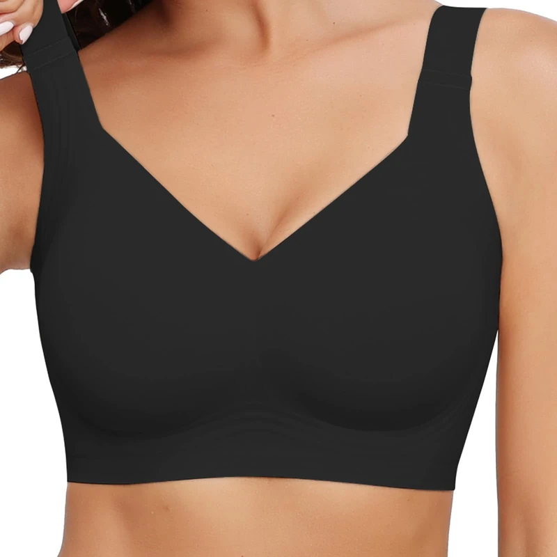 Mivorica Seamless Wireless Bra - 4XL Black Push Up Everyday Comfort