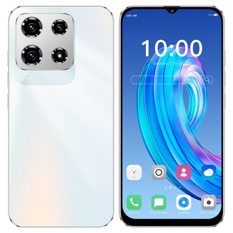 JtQtJ Note30Pro Unlocked Smartphone, Android 12.0 Mobile Phones 6.3” HD+ 32GB/256GB SD, 4G Dual SIM Dual Camera, Face ID+WIFI+BT+FM+GPS (Note30Pro-White)