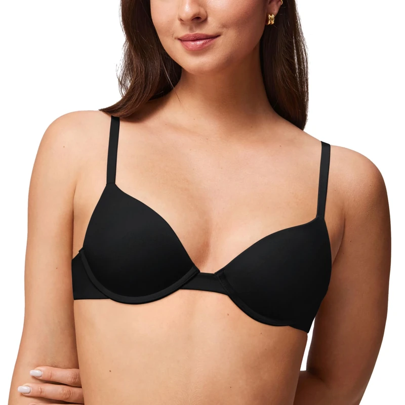 Halobliss Lift Up Bras for Women Small Breasted Underwire Padded T Shirt Support Bra 32AA-38A Black 36B