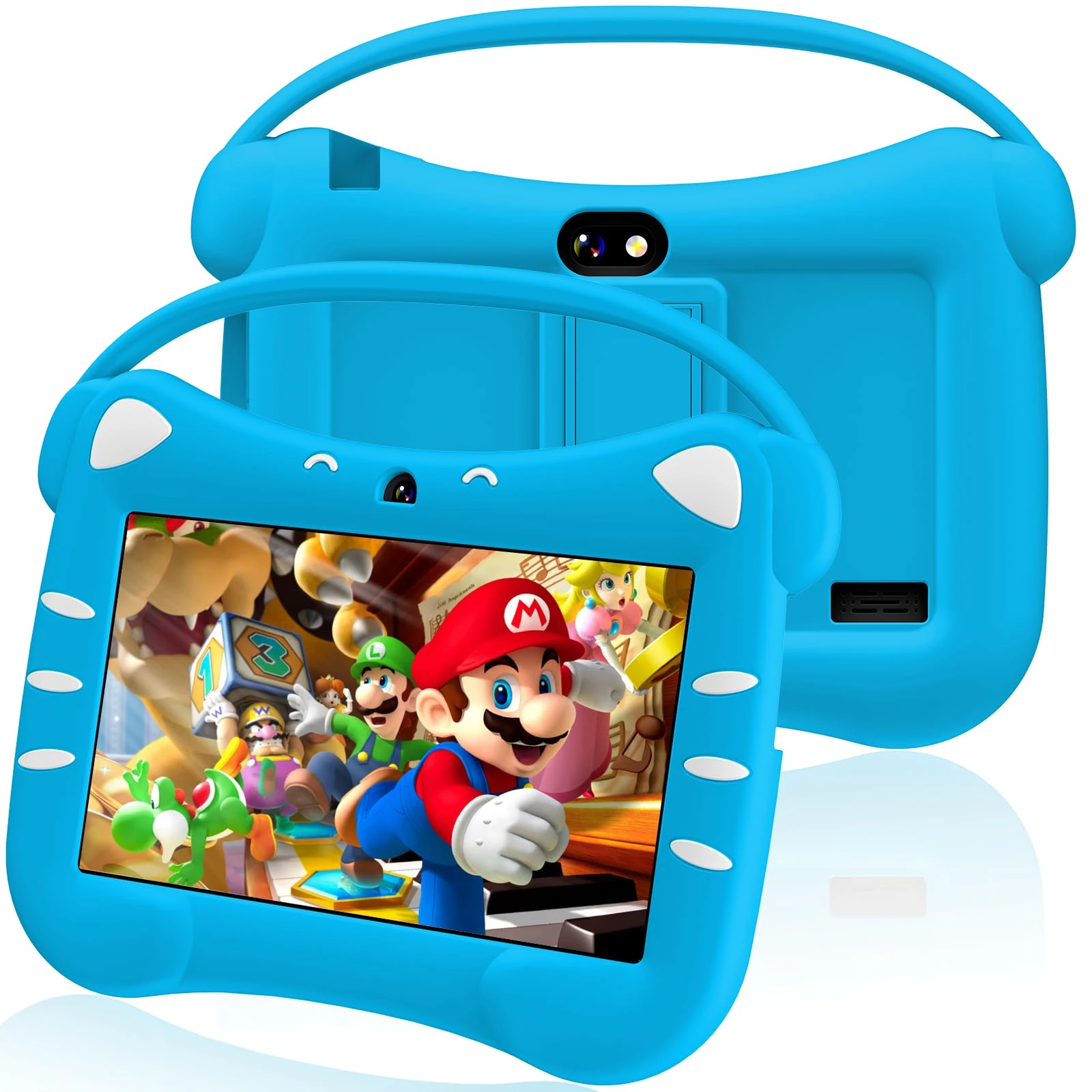 VESWWE Toddler Tablet for Kids 7 Inch Kids Tablet Android with WiFi Dual Camera Bluetooth Parental Control Shockproof Case Educational Games 32GB ROM ages 3-14 year old (Blue)