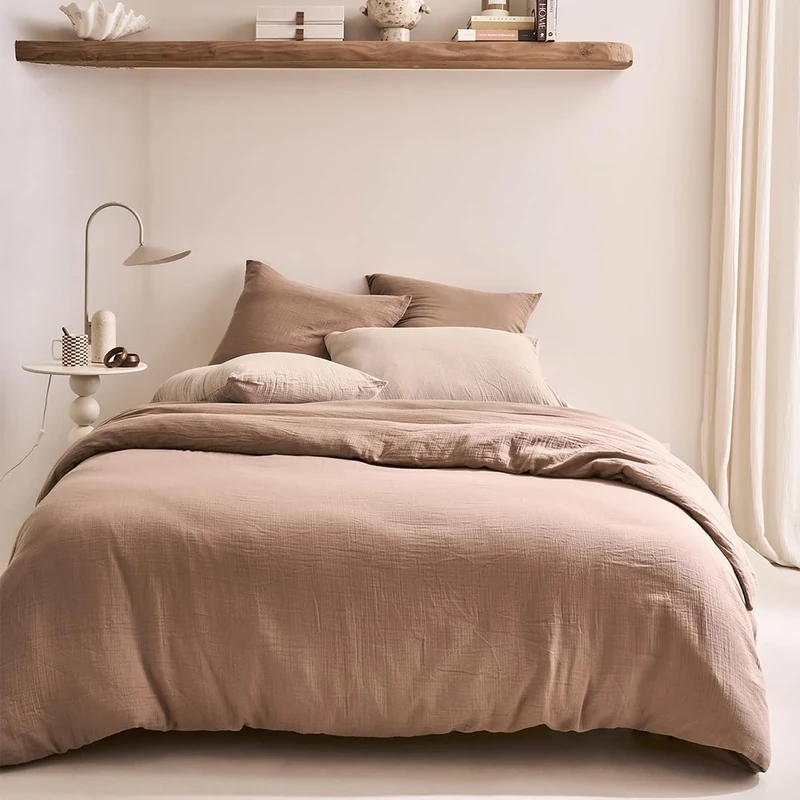 ESSIX Cotton Gauze Duvet Cover, 240 x 220 cm, Tendresse Mocha
