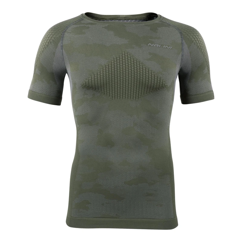 Nalini Combat Men's Technical Undershirt, Underwear, Thermal Compression Short Sleeve Green Camouflage