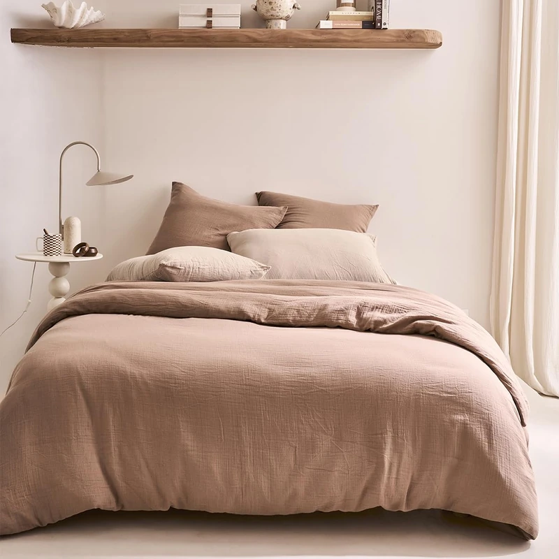 Essix Cotton Gauze Duvet Cover, 260 x 240 cm, Tendresse Mocha