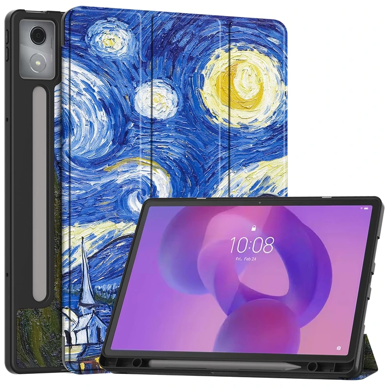 Vakarey Compatible with Lenovo Idea Tab Pro Case with Pen Holder,Ultra Thin Smart Case for Lenovo Idea Tablet 12.7 Inch 2025,Starry sky