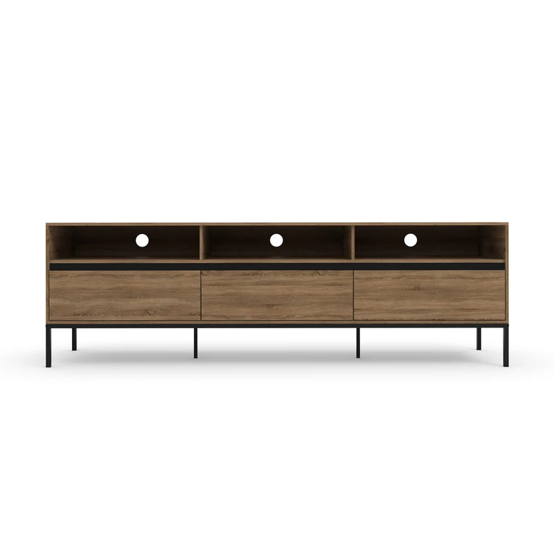 Dorel Home Bari Lowboard 3 Drawers in Oak/Black
