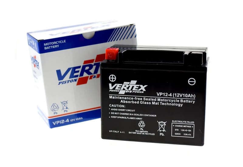 Vertex VP12-4 Sealed AGM Motorcycle/Powersport Battery, 12V, 10Ah, CCA (-18) 180, Replacement for/Compatible with: CTX12-BS. Perfect battery for Motorcycle, ATV's, Personal Watercraft and Snowmobiles.