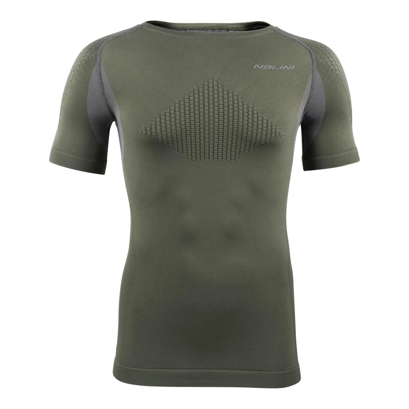 Nalini Combat Men's Technical Undershirt, Underwear, Thermal Compression Short Sleeve Green