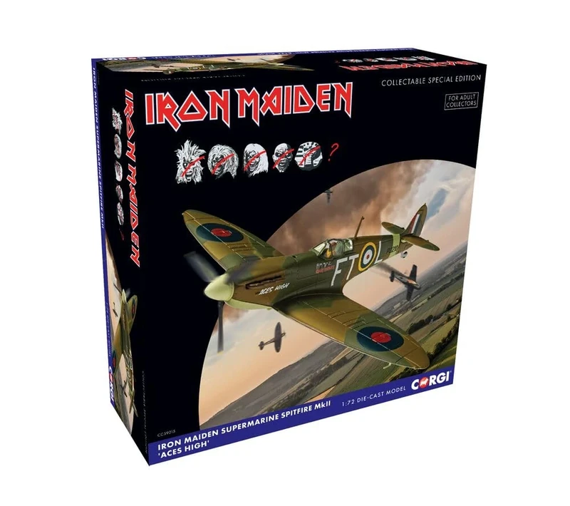 Corgi CC39215 Iron Maiden - Supermarine Spitfire MKII 'Aces High' Model Airplane - Diecast Planes & Aircraft Models for Ages 14+, Die Cast Plane, Toy Airplanes - Gift for Young Aviation Fans