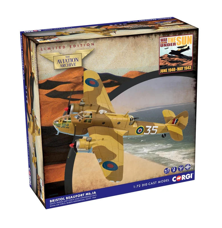 Corgi AA28903 Bristol Beaufort MkIa, EK979 '35' - Diecast Planes & Aircraft Models for Ages 14+, Die Cast Aeroplane - Detailed Scale Model for Adult Aviation Collectors