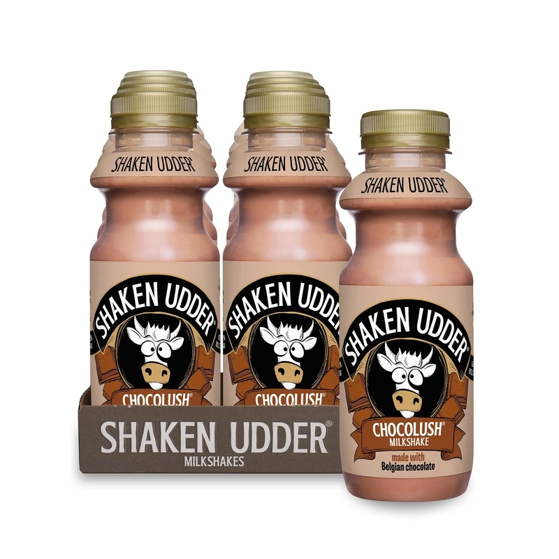 Shaken Udder Chocolush Milkshake,8 x 330ml,Made with Belgian Chocolate,High in Calcium & Protein,Less Than 5% Added Sugar,Vegetarian & Gluten-Free