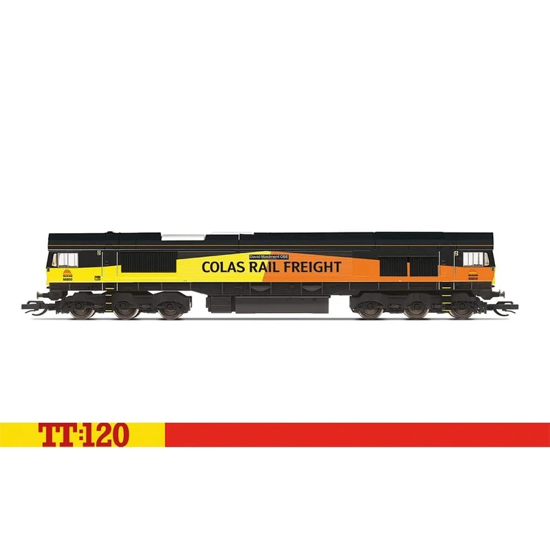 TT:120 Hornby Diesel Train - TT3019M Colas Rail, Class 66, Co-Co, 66850, 'David Maidment OBE' - Era 11 TT Gauge Locomotives for Train Set, Engine Models for Adults - 1:120 Scale Model Gift