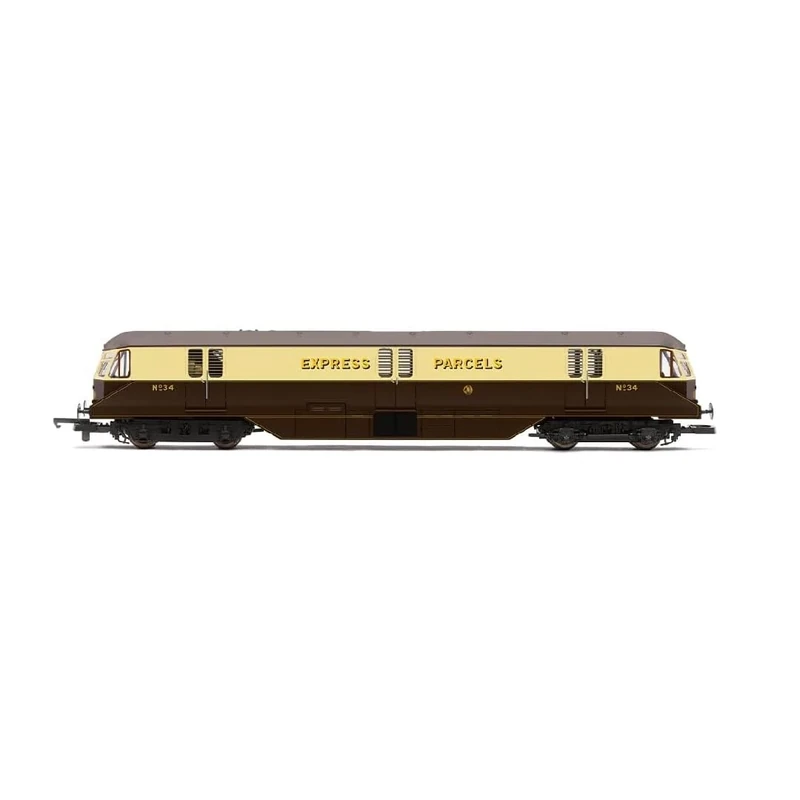 Hornby Diesel Train - R30384 RailRoad Plus GWR, Bo-Bo, No. 34 Parcels Car - Era 3 00 Gauge Locomotives for Train Set, Engine Models for Adults - 1:76 Scale Model Gift