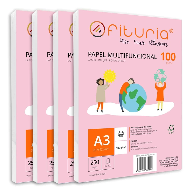 OFITURIA A3 100g Paper Pack - 1000 White Sheets for Printing