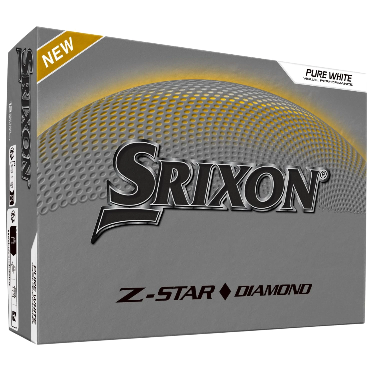Srixon Z-STAR DIAMOND 3 - High Performance Golf Ball | Maximum Distance & Reduced Spin | FastLayer DG Core 2.0 | Spin Skin+ Cover | Exceptional Control & Precise Feel | White & Tour Yellow