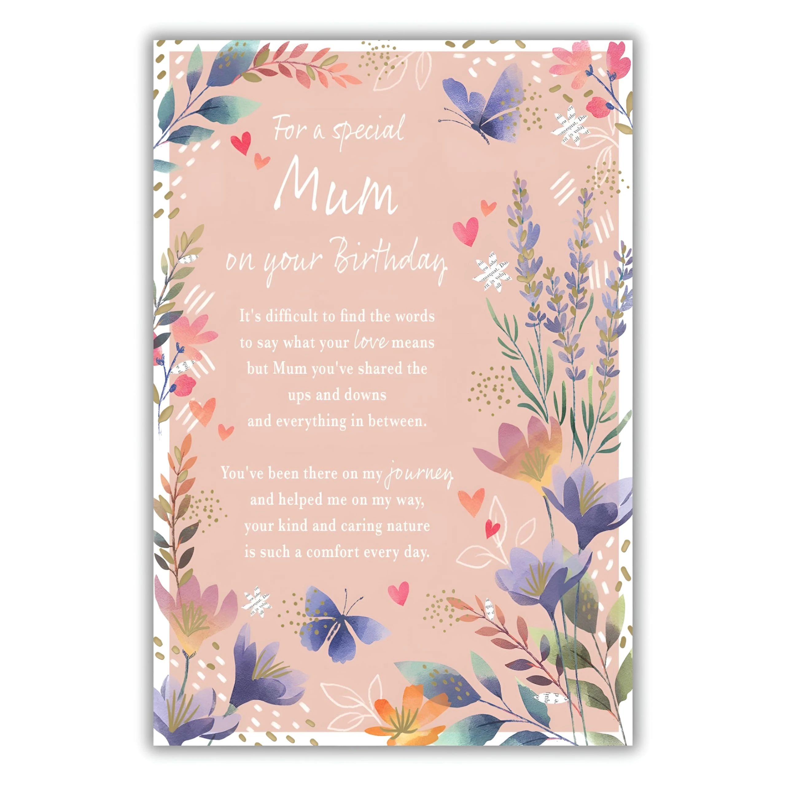 IC&G Birthday Card for Mum - Sentimental Wording & Floral Butterfly Design - Foil Finish - Pretty Birthday Greeting Card for a Special Mum - For Her