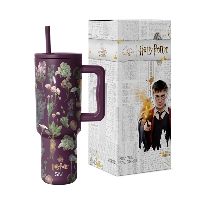 Simple Modern Harry Potter Tumbler with Handle and Straw Lid | Insulated Reusable Stainless Steel Water Bottle Travel Mug | Gift for Women Men Him Her | Trek Collection | 1180ml | Herbology - Image 1