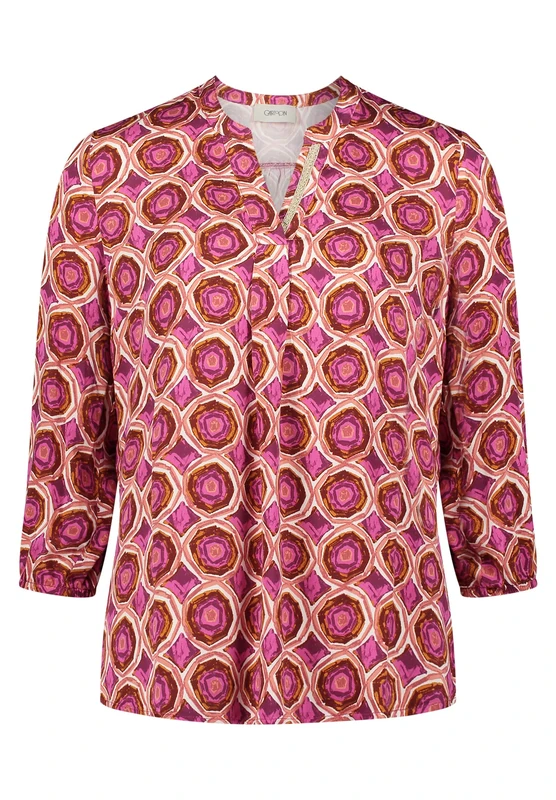 Cartoon Women's Blouse, Cream/Purple, 14