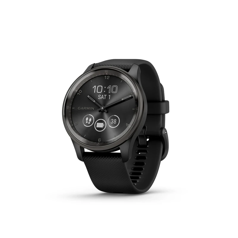 Garmin [Renewed vívomove Trend, 40mm Stylish Hybrid Smartwatch with Health and Fitness functions, Dynamic Watch Hands, Touchscreen Display and up to 5 days battery life, Black (Renewed)