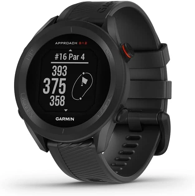 Garmin [Renewed] Approach S12 GPS Golf Watch, Sunlight Readable Display, Preloaded with 42,000+ courses, up to 30 hours battery life in GPS mode, Black, (Renewed)