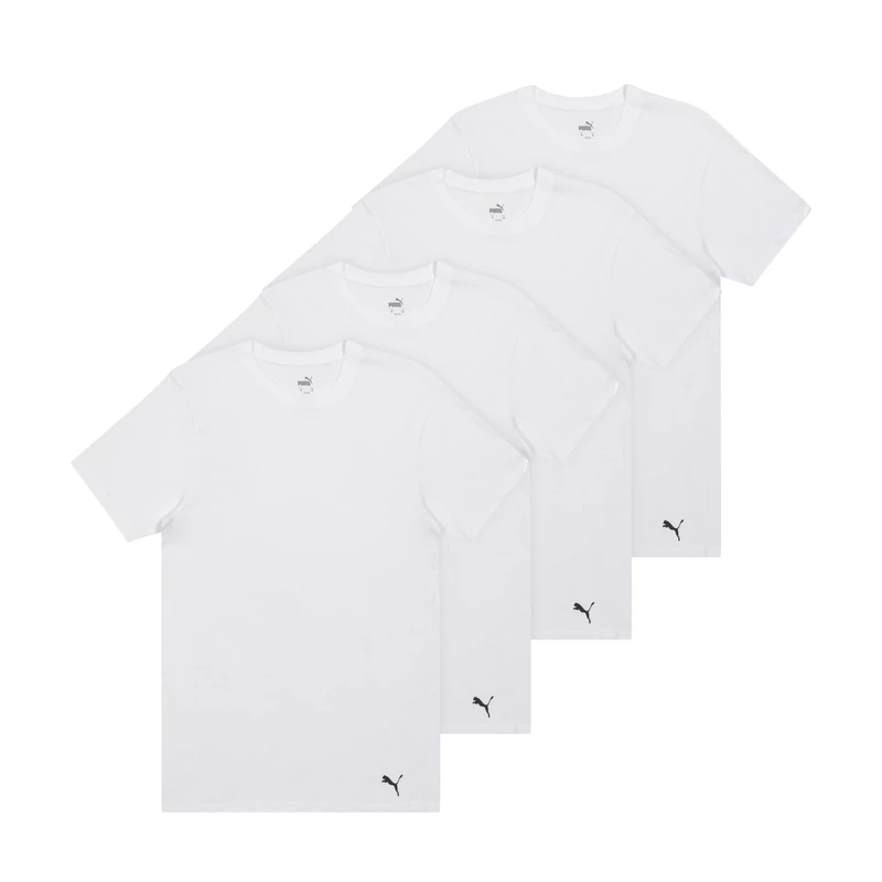 PUMA Men's 4 Pack Cotton Crewneck Short Sleeve T-Shirt, White, Medium - Image 1