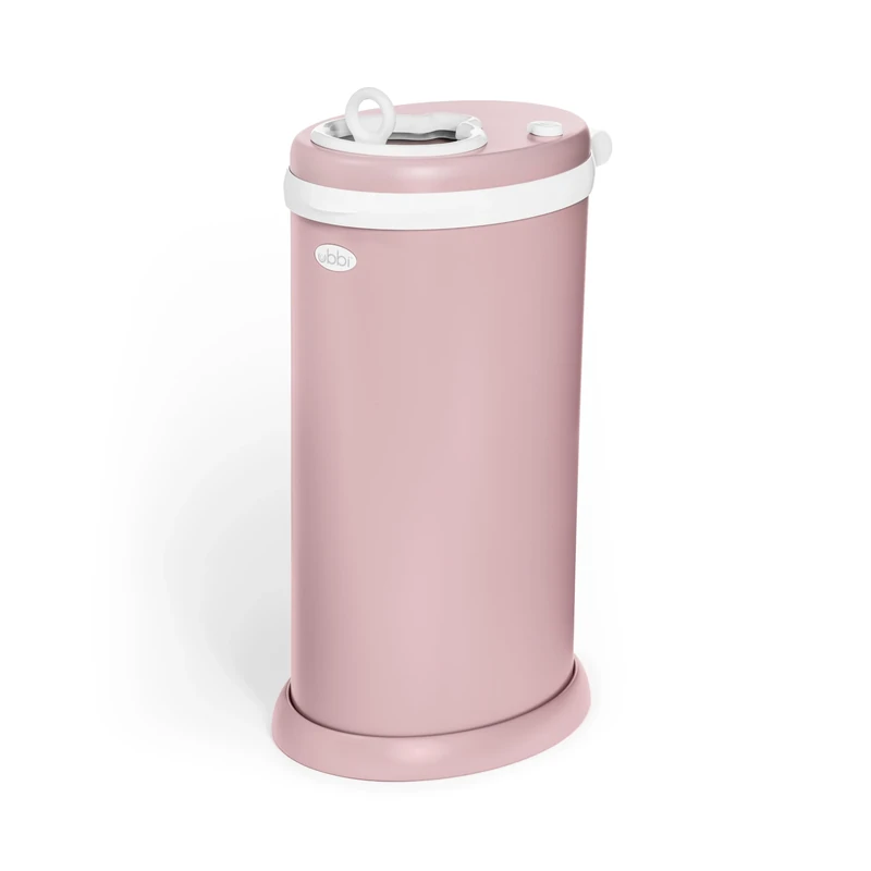Ubbi Stainless Steel Nappy Bin, Odour Locking, No Special Bag Required, Award-Winning Diaper Pail, Cassette Free Disposal System, Fig Blossom