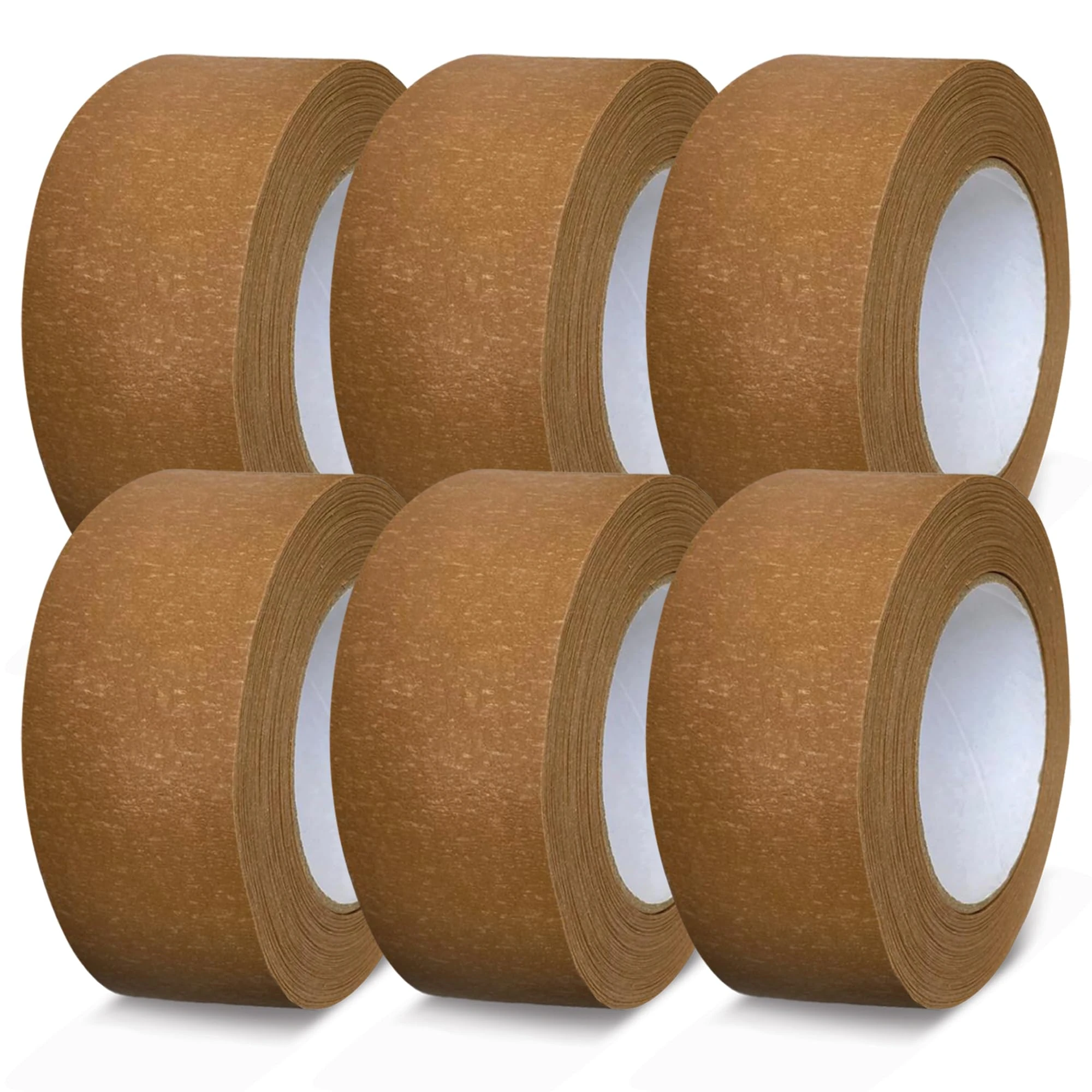 G4GOODS® 6 Rolls of 50mm x 50m Kraft Paper Tape Self Adhesive Brown Paper Tape 100% Recyclable Parcel Tape Roll Ideal for Sealing Moving Boxes & Sustainable Packaging Solutions