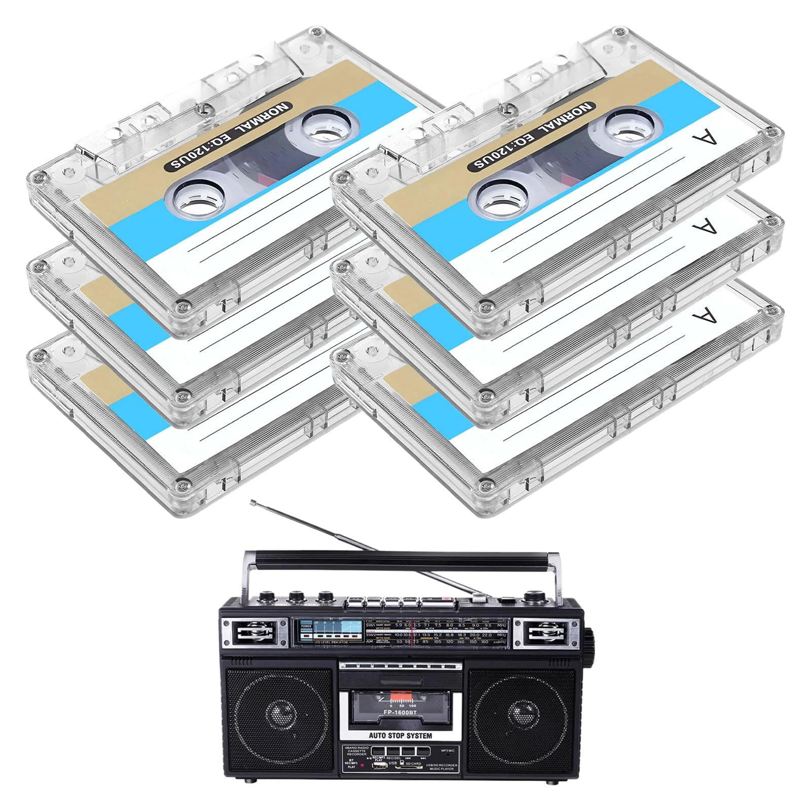 Blank Cassette Tapes 90min,6 Pcs Blank Cassette Tapes for Recording, Blank Tapes for Recording,90 Min Recording Time Cassette Tapes Blank for Car Stereo Systems and Other Devices