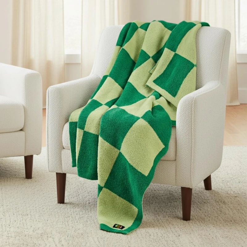 Franco Wicked Elphaba Checkered Bedding Soft Cozy Feather Knit Intarsia Throw Blanket, 50 in x 60 in, (Officially Licensed Product) Collectibles