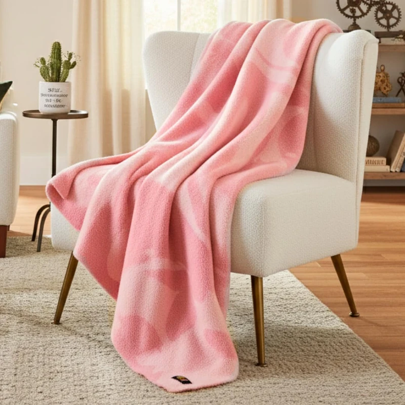 Franco Wicked Glinda Paul Tazewell Pink Bedding Soft Cozy Feather Knit Intarsia Throw Blanket, 50 in x 60 in, (Officially Licensed Product) Collectibles