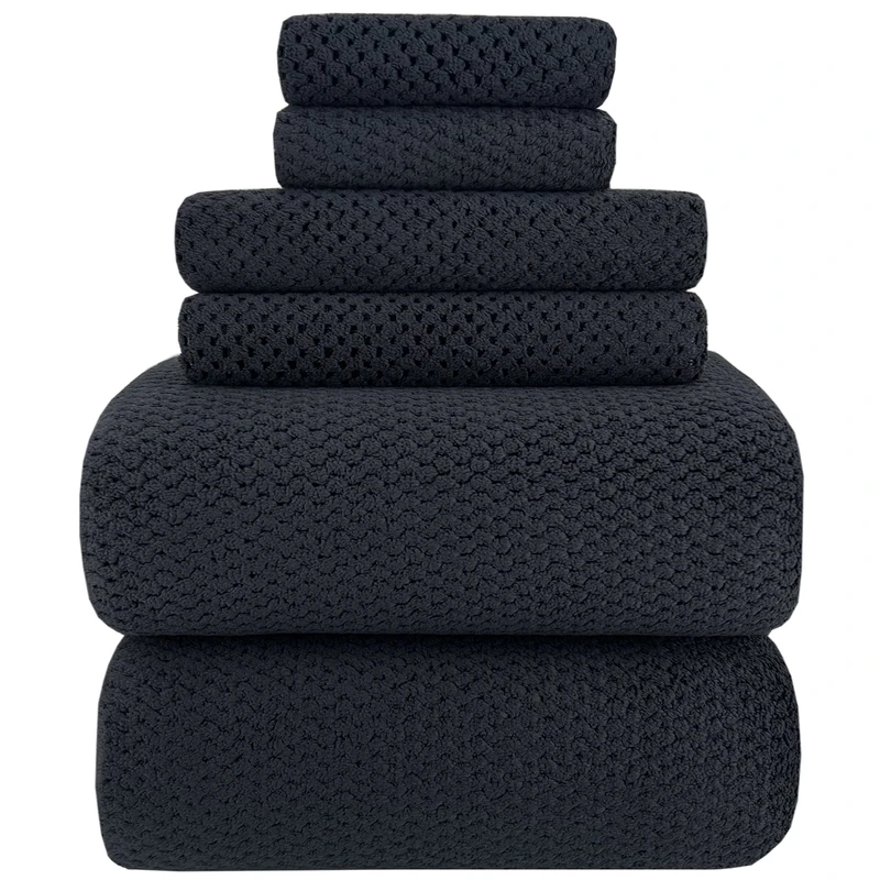 YTYC Towels, 39x78 Inch Oversized Bath Sheets for Adults Luxury Extra Large Bath Towels Sets of 6 Super Soft Shower Towels for Bathroom Microfiber 80% Polyester(Black,6 Piece)