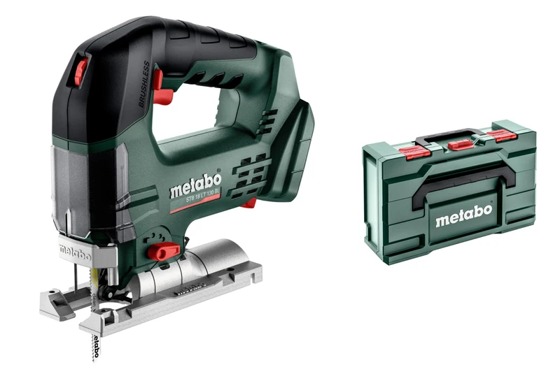 metabo STB 18 LT 130 BL Cordless Jigsaw - 18 V, 130 mm Cutting Depth - Pendulum Stroke, Tool-Free Saw Blade Change, LED Light, Chip Blow Function, Soft Grip, Extraction, for Wood and Metal - Includes