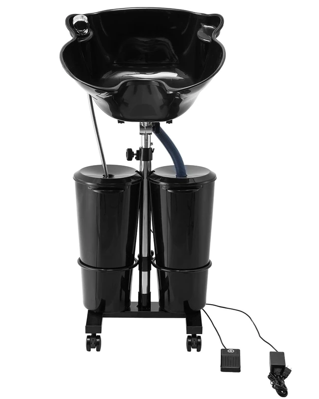 VEVOR Portable Hair Wash Basin with Electric Pump, 2 Buckets, 2 Showers, Drain Hose, Adjustable Height and Angle, Portable Headwash Basin for Salon Home, Black - Image 1