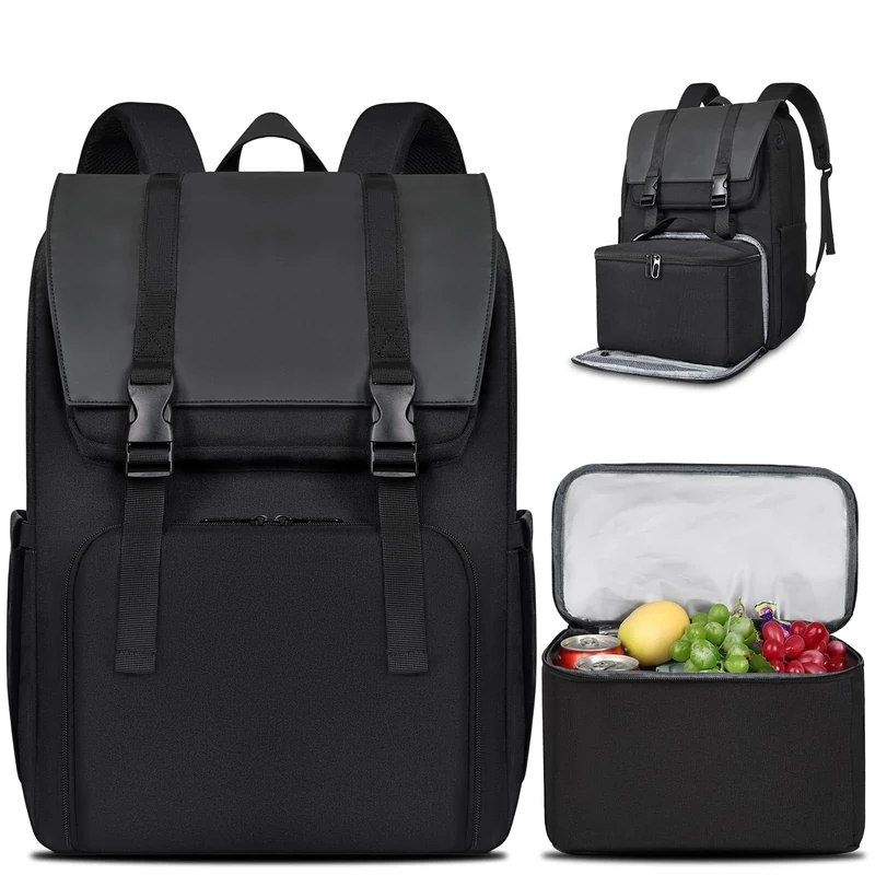 BERTASCHE Lunch Backpack for Men Women, 15.6 Inch Laptop Backpack with Insulated Cooler Lunch Box, Work Bag for Business Teacher Commuter Travel College Picnic