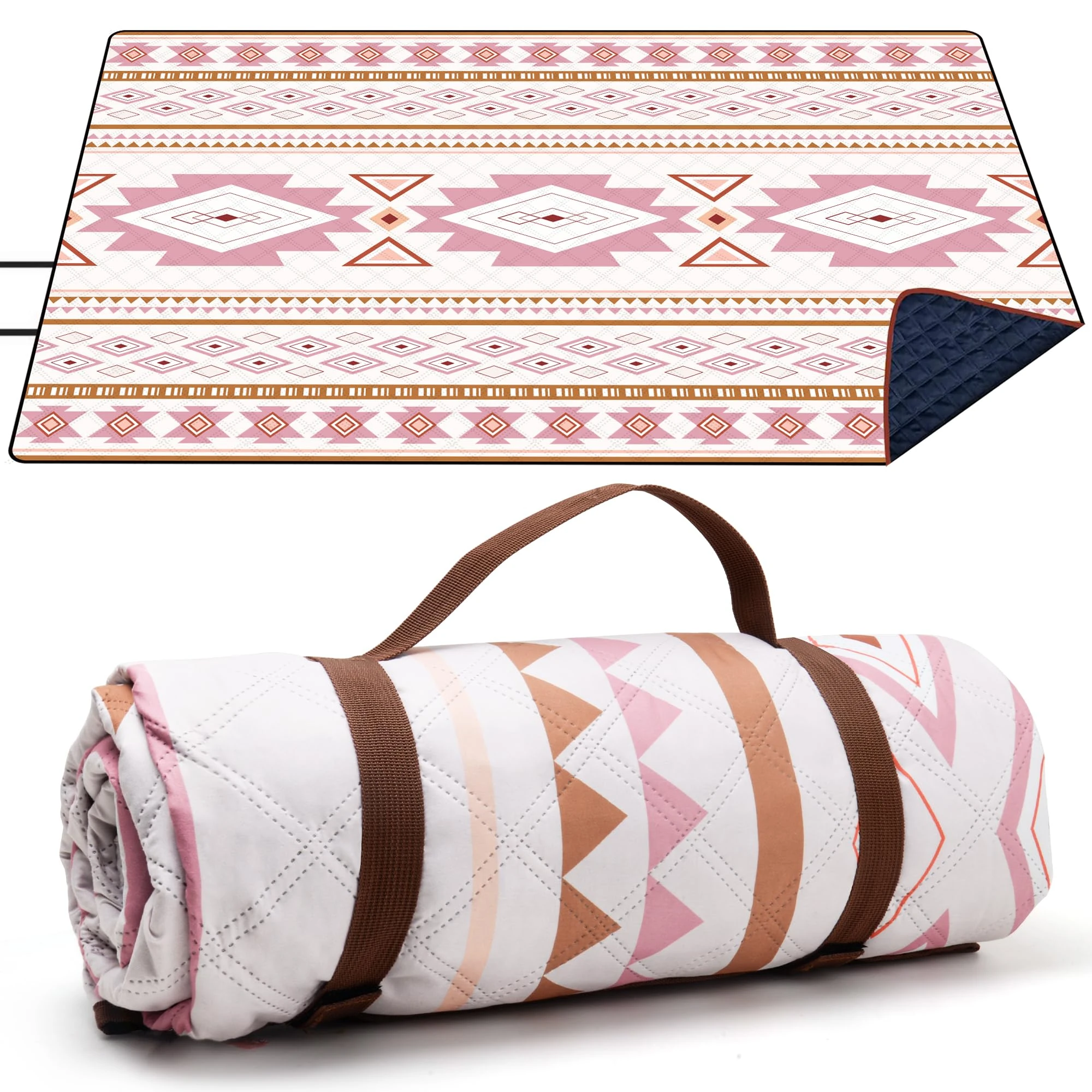 LARUTAN Extra Large Waterproof Picnic Blanket, 200 x 300 cm, Foldable Beach Blanket with Carry Handle, Cosy and Washable, for Family Holidays, Garden and Picnic