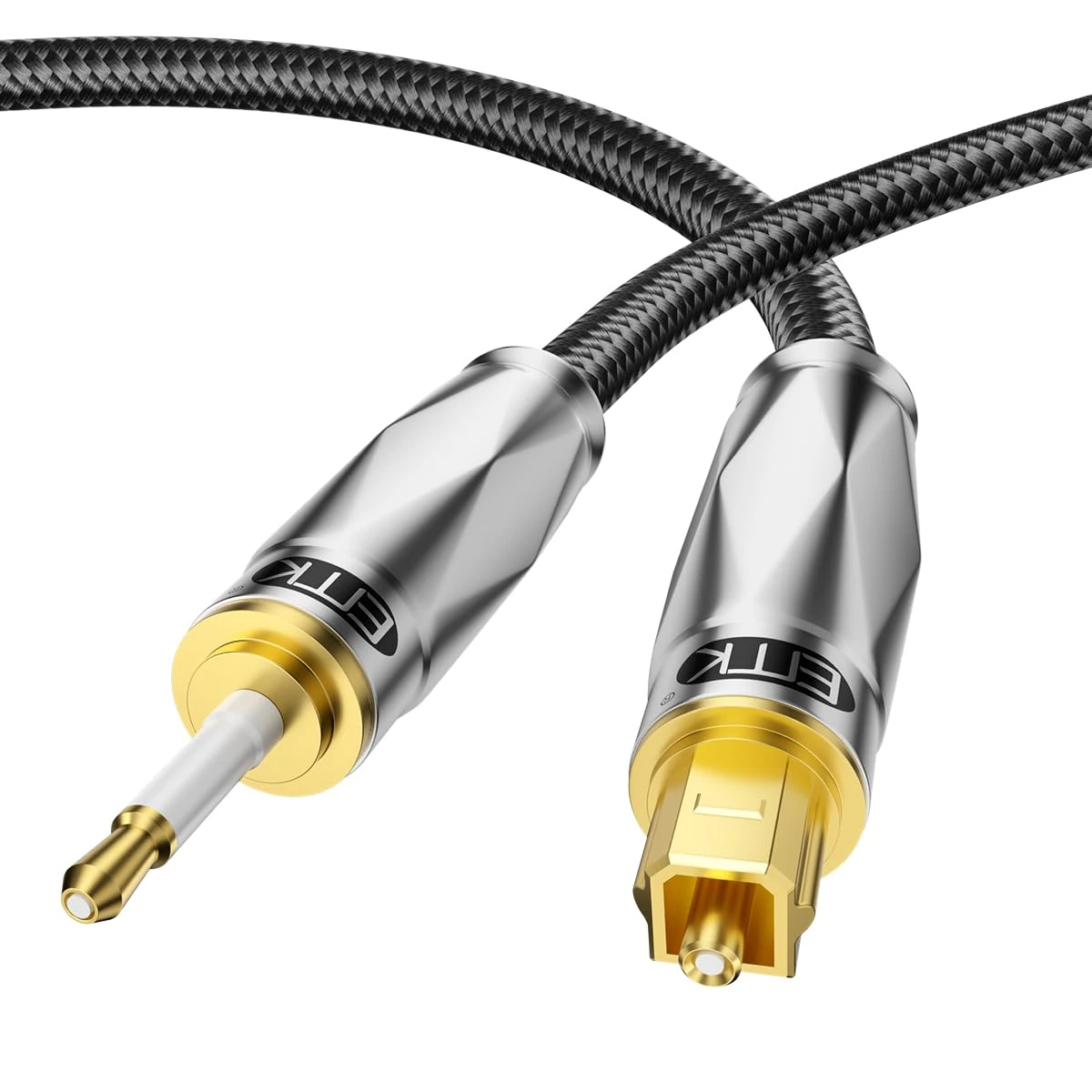 EMK Toslink to Mini Toslink Optical Audio Cable 24K Gold-Plated Digital S/PDIF Fiber Optic Cables for Home Theater,Sound Bar,TVs,Amplifiers,Hi-Fi Systems (6 metres)