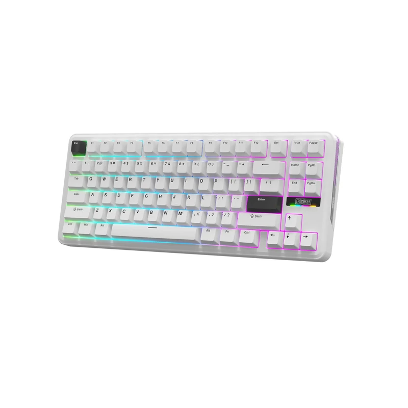EPOMAKER TH85 QMK/VIA Mechanical Gaming Keyboard, BT/2.4Ghz Wireless, RGB, Hot-Swappable & Programmable Keys in US 75% Layout (White, Milk Blue Switch)
