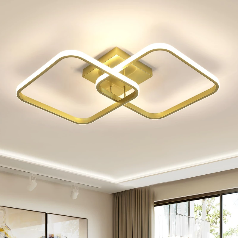 Comely LED Ceiling Light, 42 W 4725LM Square Design, Gold Modern Ceiling Light for Living Room, Bedroom, Kitchen, Natural White 4500K, Diameter 64 cm - Image 1