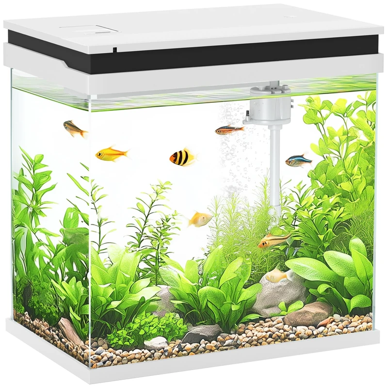 PawHut 26L Small Fish Tank with LED Lights and Filter System - Image 1