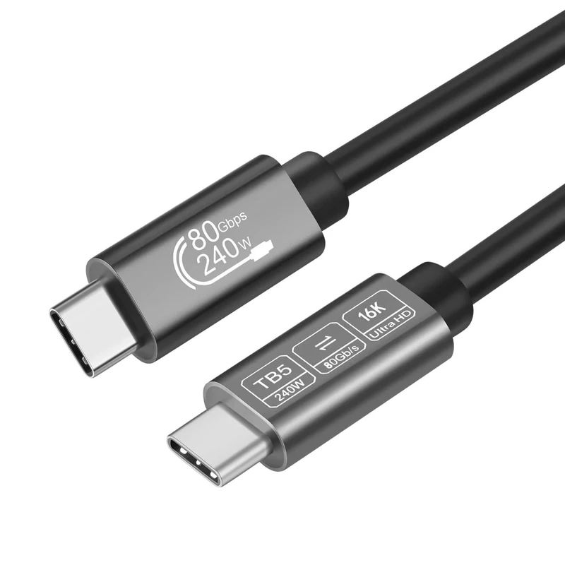ConnBull Thunderbolt 5 Kabel, 240W Ladekabel 80Gbps Datenkabel, 16K/8K Display USB C zu USB C Kabel für Thunderbolt 4/USB4 Monitor Laptops usw, 0.5m