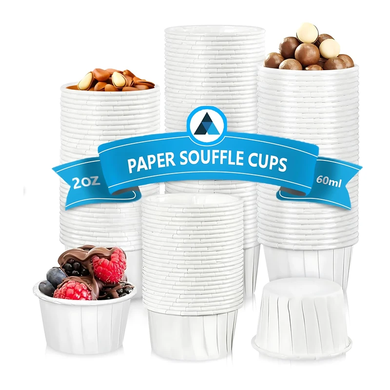 NationwidePaper 5000 x Paper Souffle Cups 2oz Disposable Waxed Paper Ramekin, Sauce Pots, Condiment Pots, Sauce Dipping Pots, (60ml) - Image 1