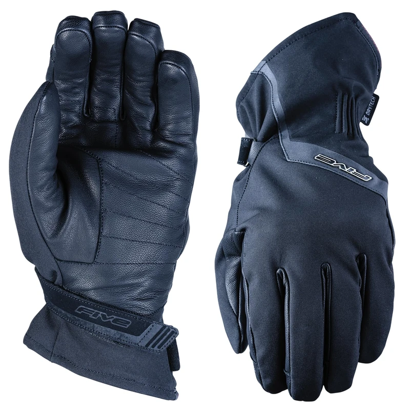 Five 830502 Urban Leather Motorcycle Scooter Gloves, Waterproof, Milano Evo, Mid-Season, CE Approved, 1KP, Black, L