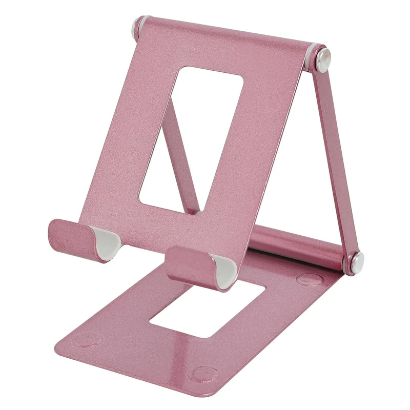 Novstuf Foldable Phone Stand, Adjustable Durable Tablet Holder Multi-Angle Portable Phone Stand Holder Universal Aluminum Desktop Stand Dock for iPhone iPad Galaxy Samsung Tablets Up to 9.7 In (Pink)