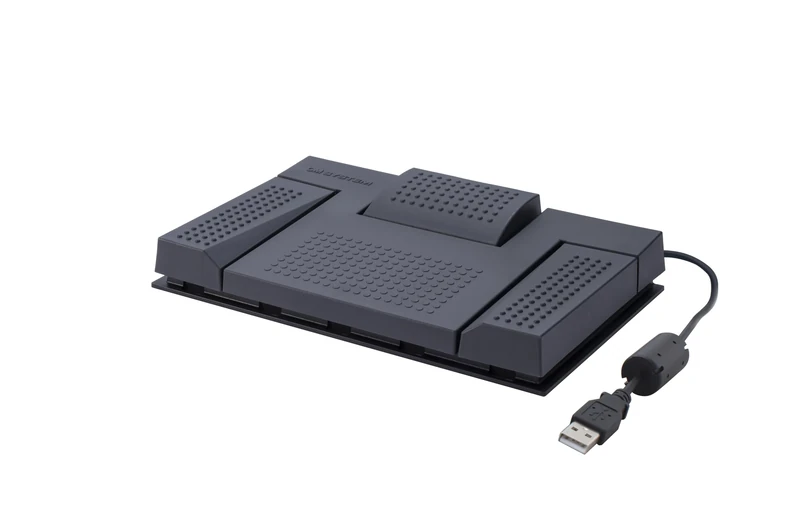 OM SYSTEM RS28N Professional USB 3-Pedal Foot Switch – Hands-Free Transcription Control, Durable Non-Slip Ergonomic Design, Compatible with Dictation Software - Image 1