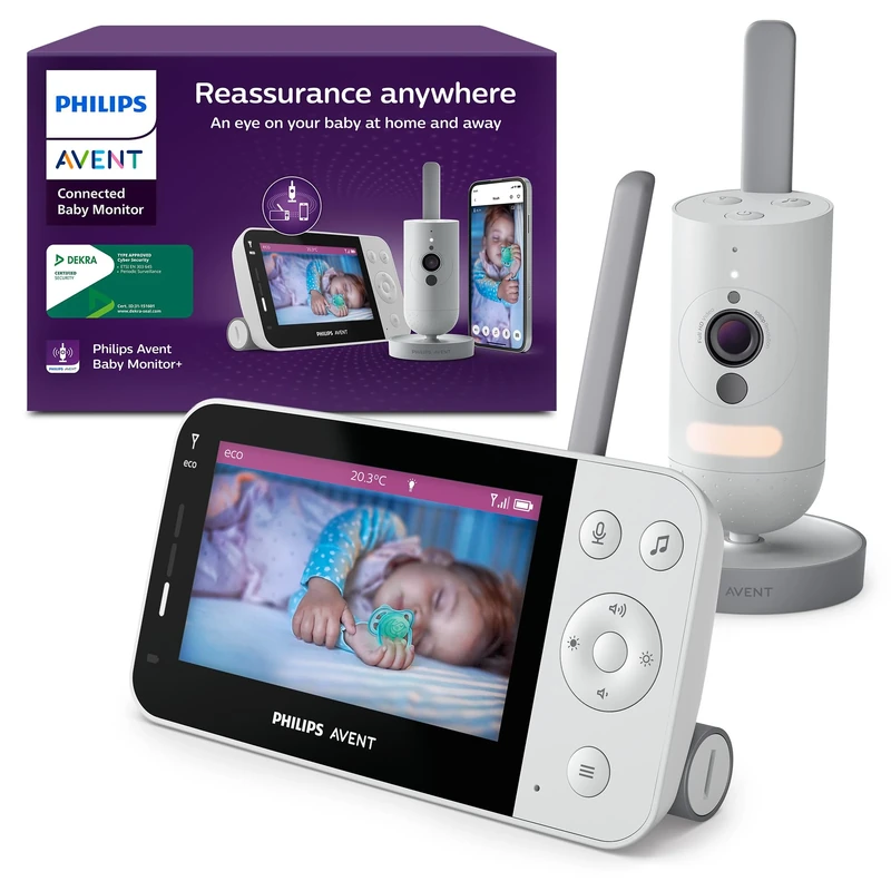 Philips Avent Connected Baby Monitor with WiFi, High-Quality HD Camera, Infrared Night Vision, Cry Detection, Two-Way Audio, 12 Hrs Screentime in Eco Mode, Model SCD951/26