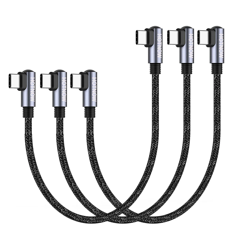HOTNOW Right Angle USB C to USB C Cable 15cm 3Pack, short 0.15m USB C Charger cable 65W Fast Charging Cords for iPhone 15/16,Power Bank and USB C Devices