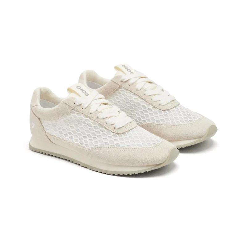 Sneakers Leather Grid, Ivory White, 5 UK